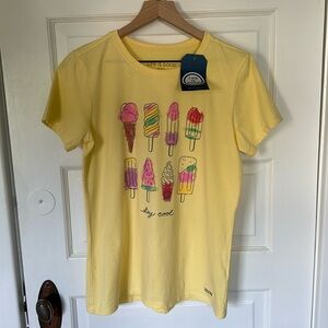 Life Is Good Yellow Stay Cool Popsicle Ice Cream T-shirt Women’s Medium NWT